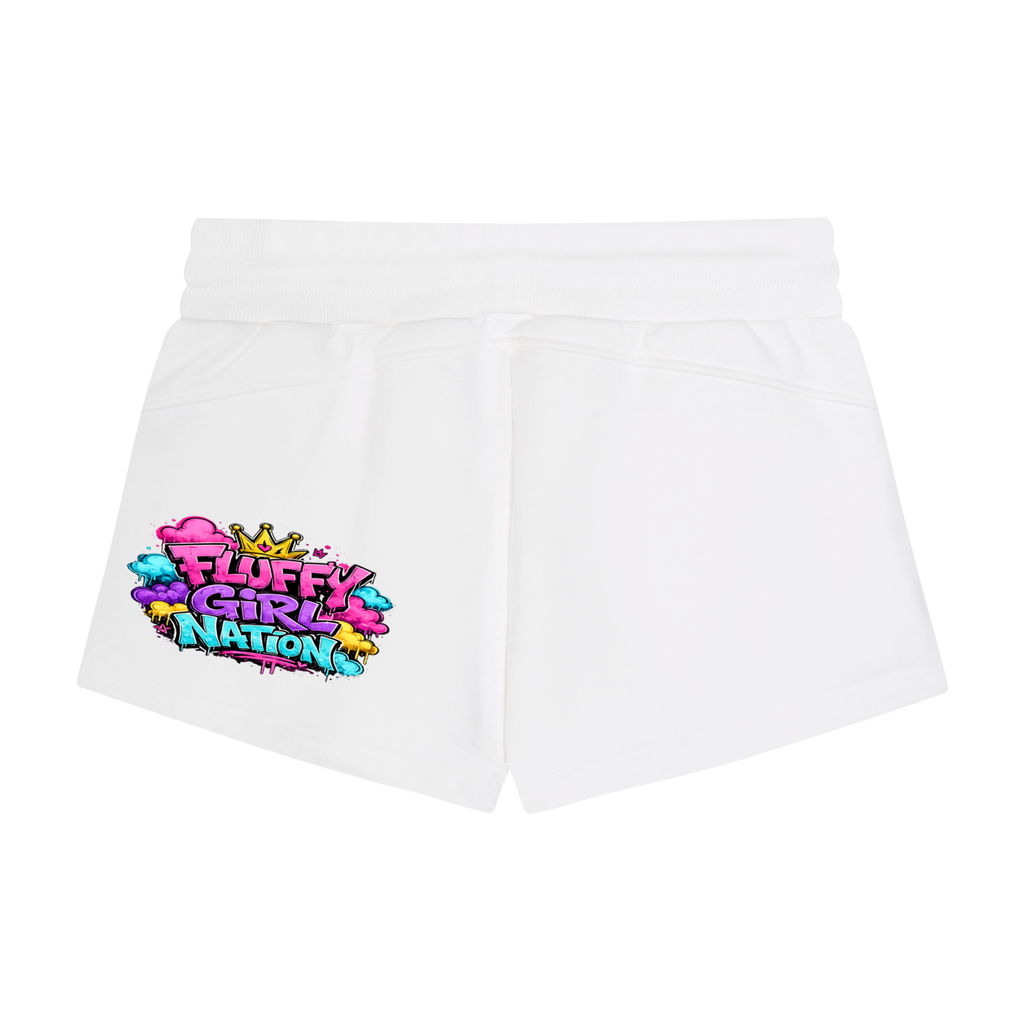 Women's Drawstring Shorts w/ Custom Fluffy Girl Nation Logo Back