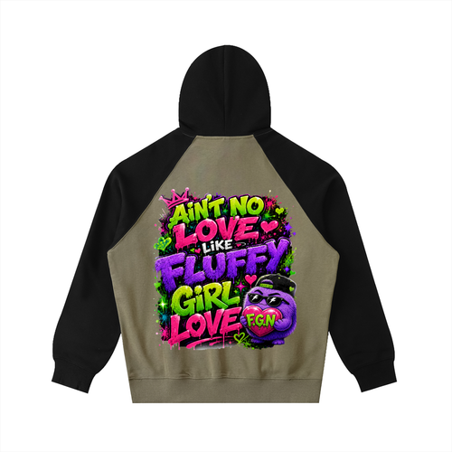 Color-Block Raglan Sleeve Hoodie w/ Custom Graphic Design_Ain't No Love_Back