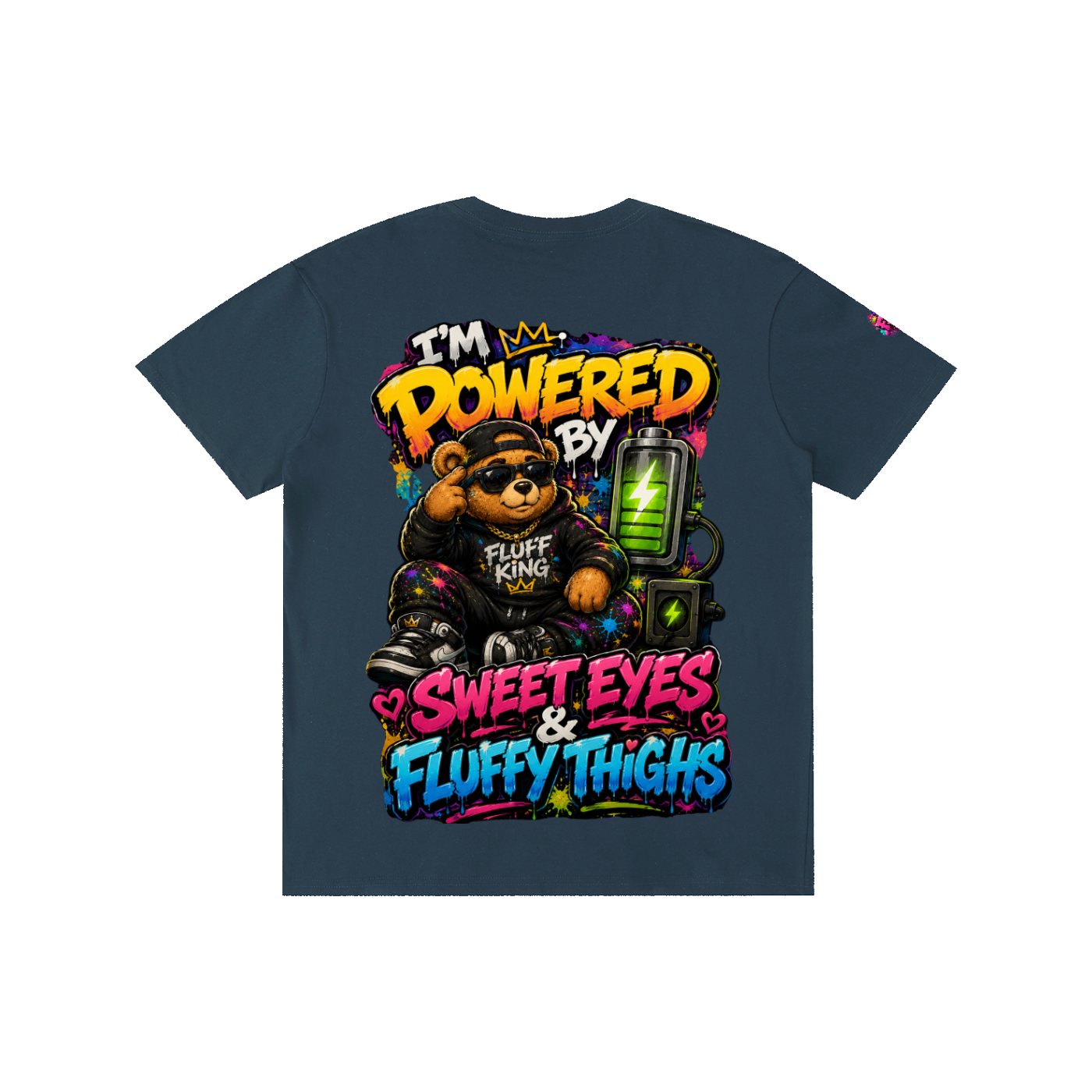 Pure Cotton Unisex T-Shirt w/ Custom Graphic Design_I'm Powered By_Back & FGN Logo_Right Sleeve