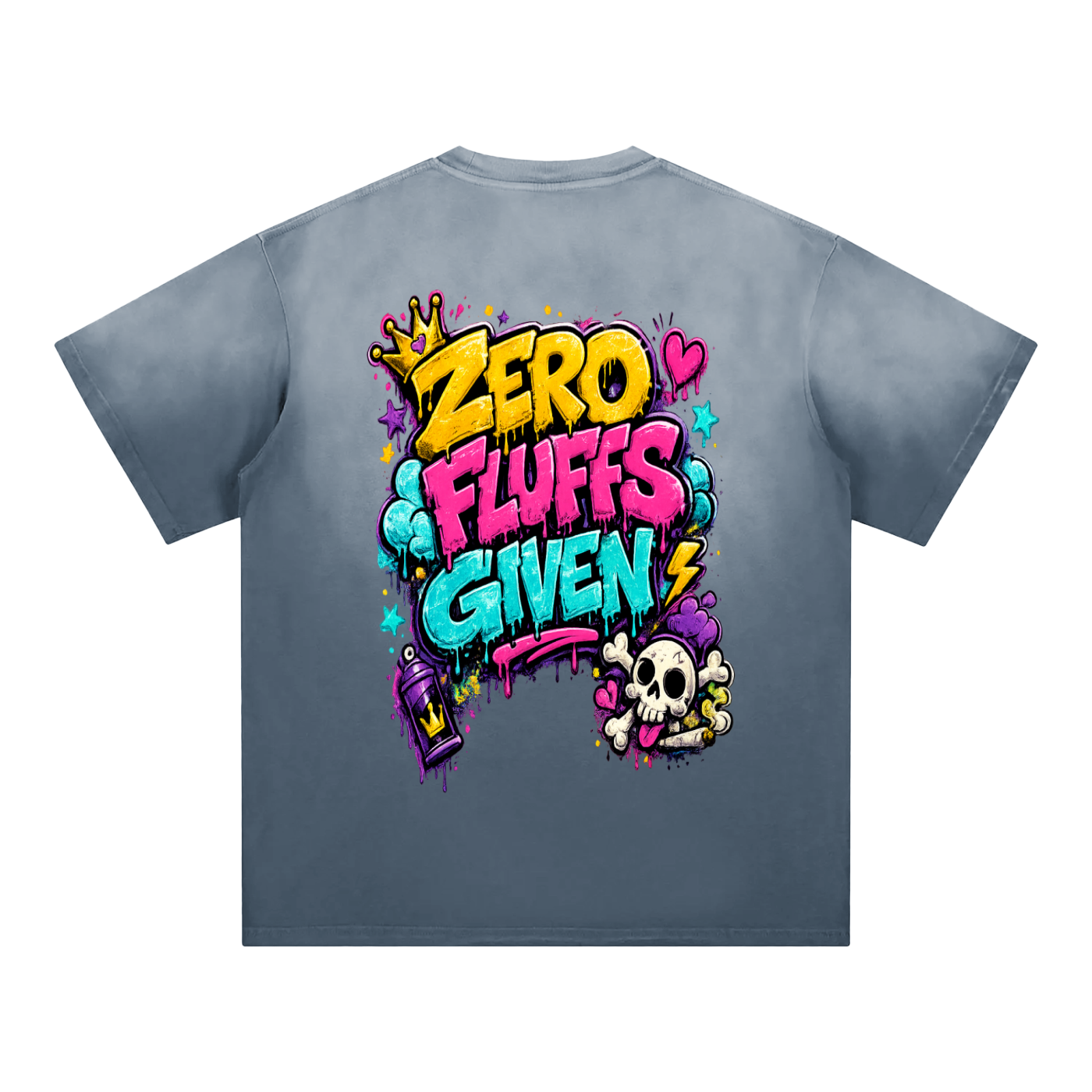 Sunfade Edge Gradient T-Shirt w/ Custom FGN Logo Front & Zero Fluffs Given Graphic Design Back