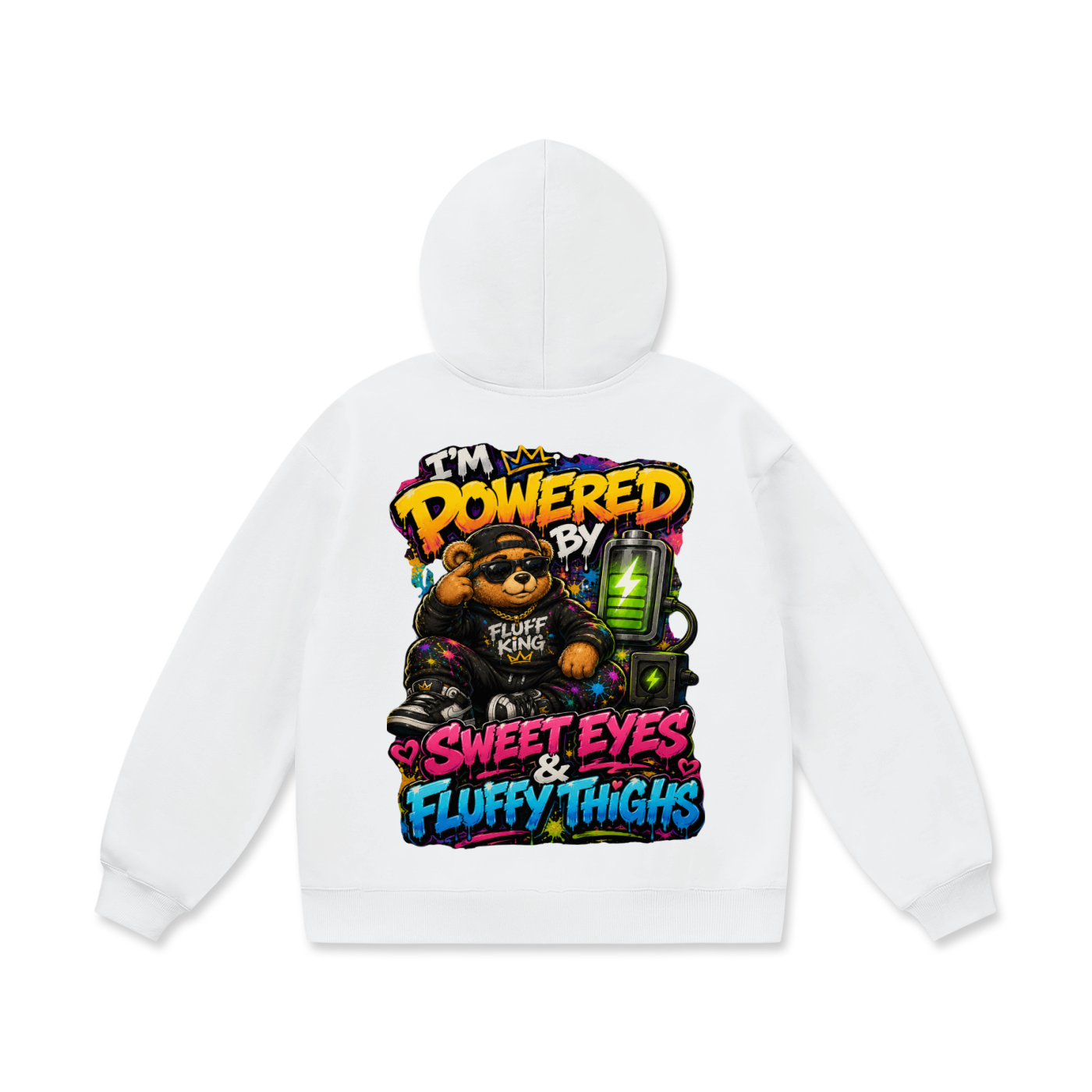 Oversize Heavyweight Fleece Hoodie w/ Custom Graphic Design _Powered By_Back & FGN Logo _Front