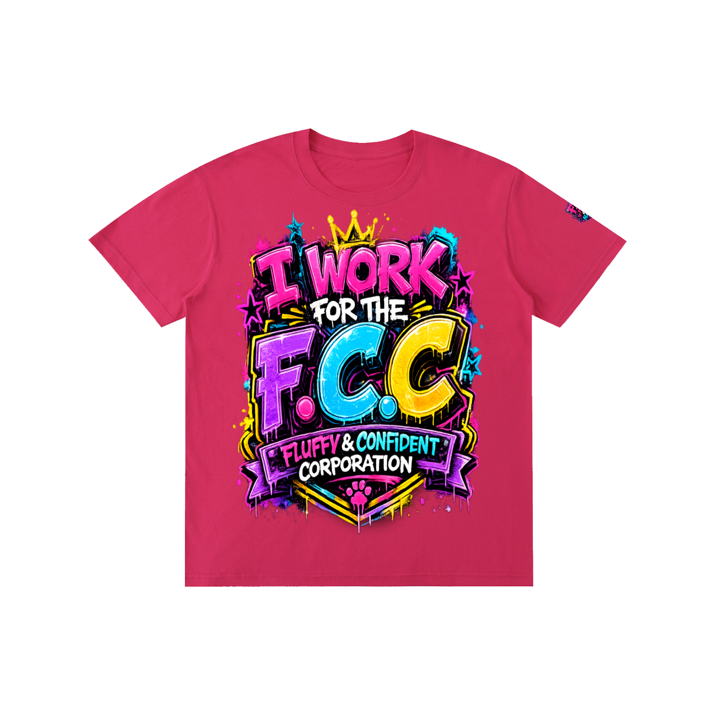 Pure Cotton Unisex T-Shirt w/ Custom Graphic Design Front-F.C.C & FGN Logo Left Sleeve