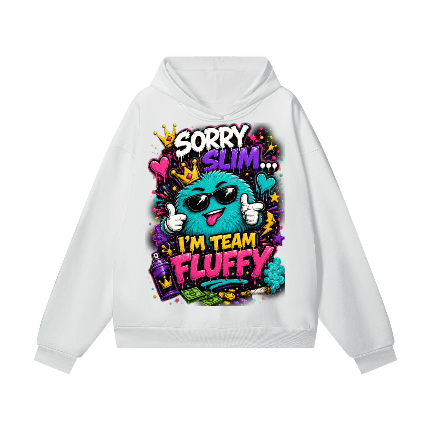 Heavyweight Hidden Pocket Fleece Hoodie w/ Custom Graphic Design_Sorry Slim_Front & FGN Logo_Back