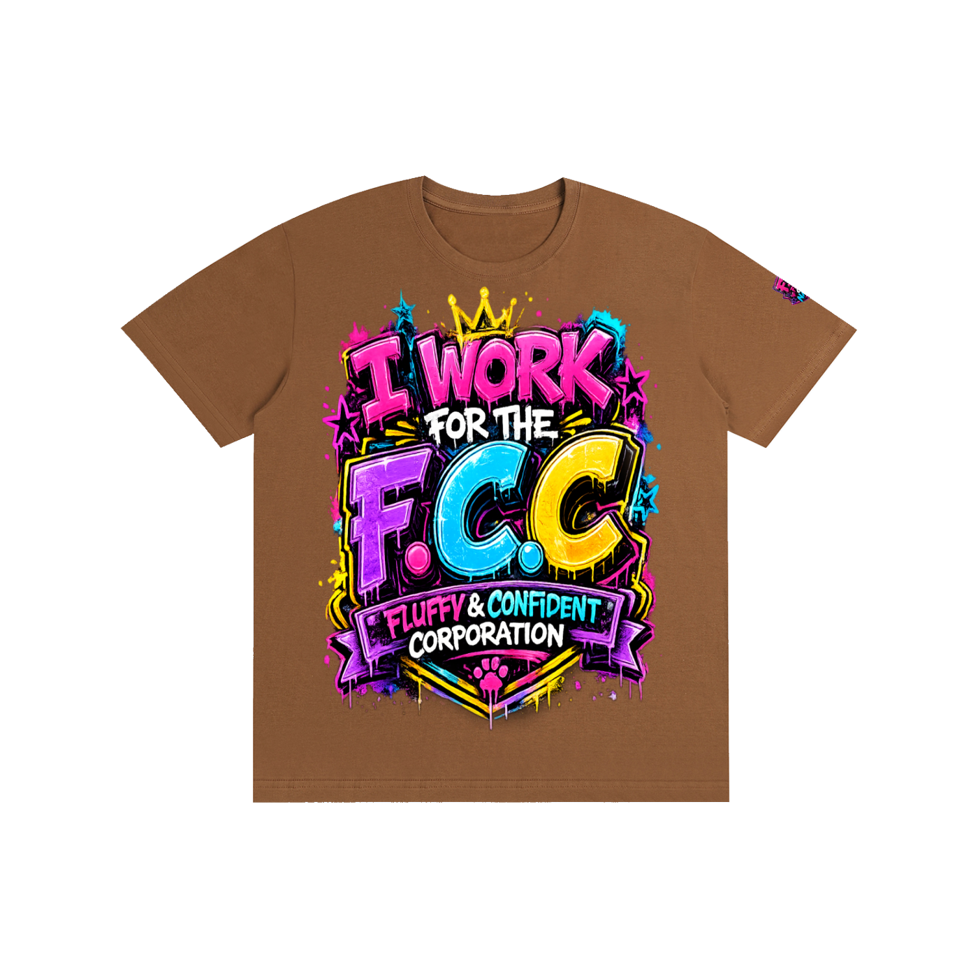 Pure Cotton Unisex T-Shirt w/ Custom Graphic Design Front-F.C.C & FGN Logo Left Sleeve