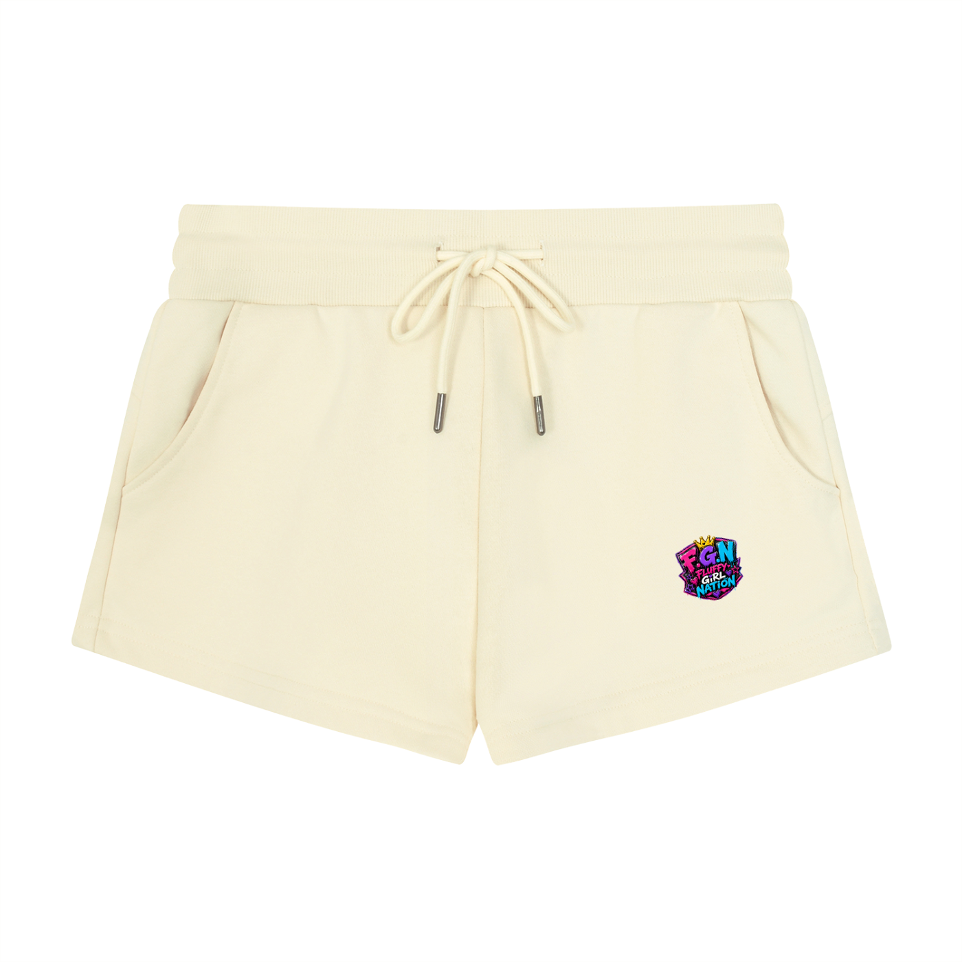 Women's Drawstring Shorts w/Custom Graphic Design _Fluff Em'_Back & FGN Logo_Front