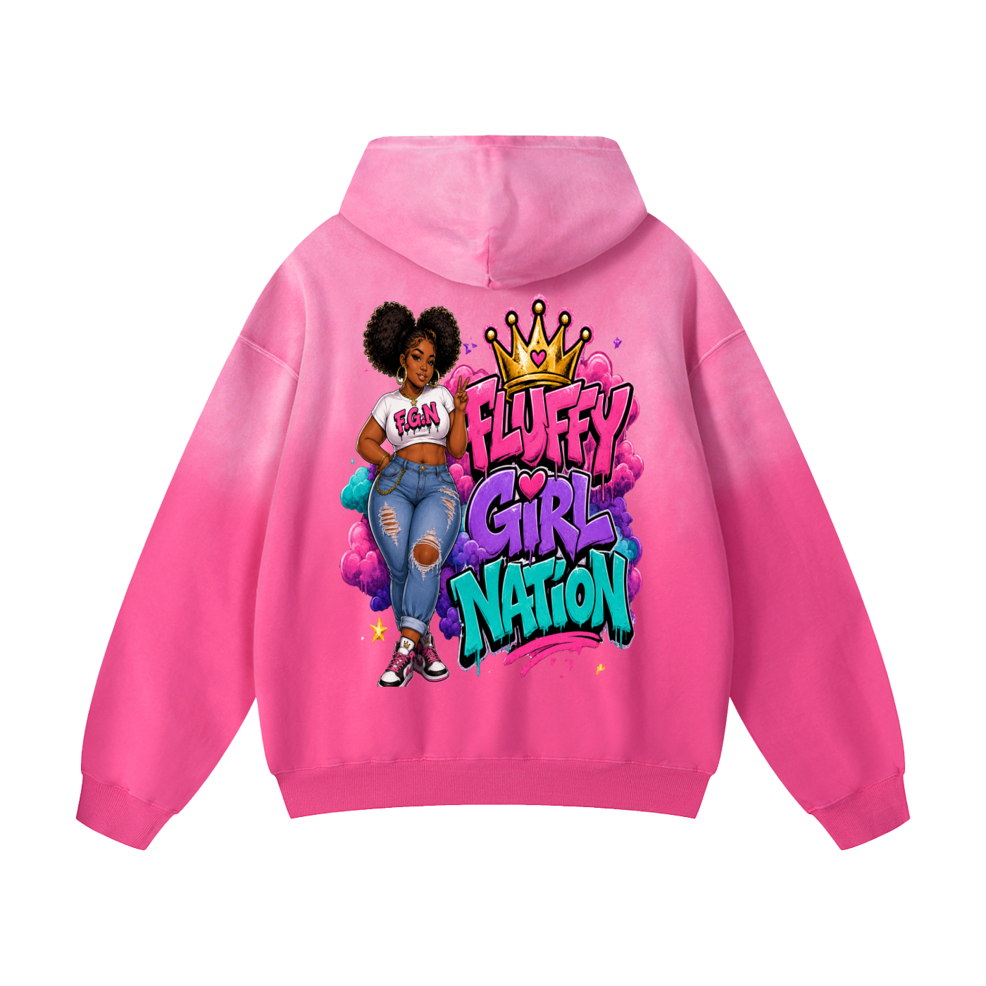Heavyweight Sunfade Oversized Hoodie w/ Custom FGN Logo Front & FGN Graphic Design Back