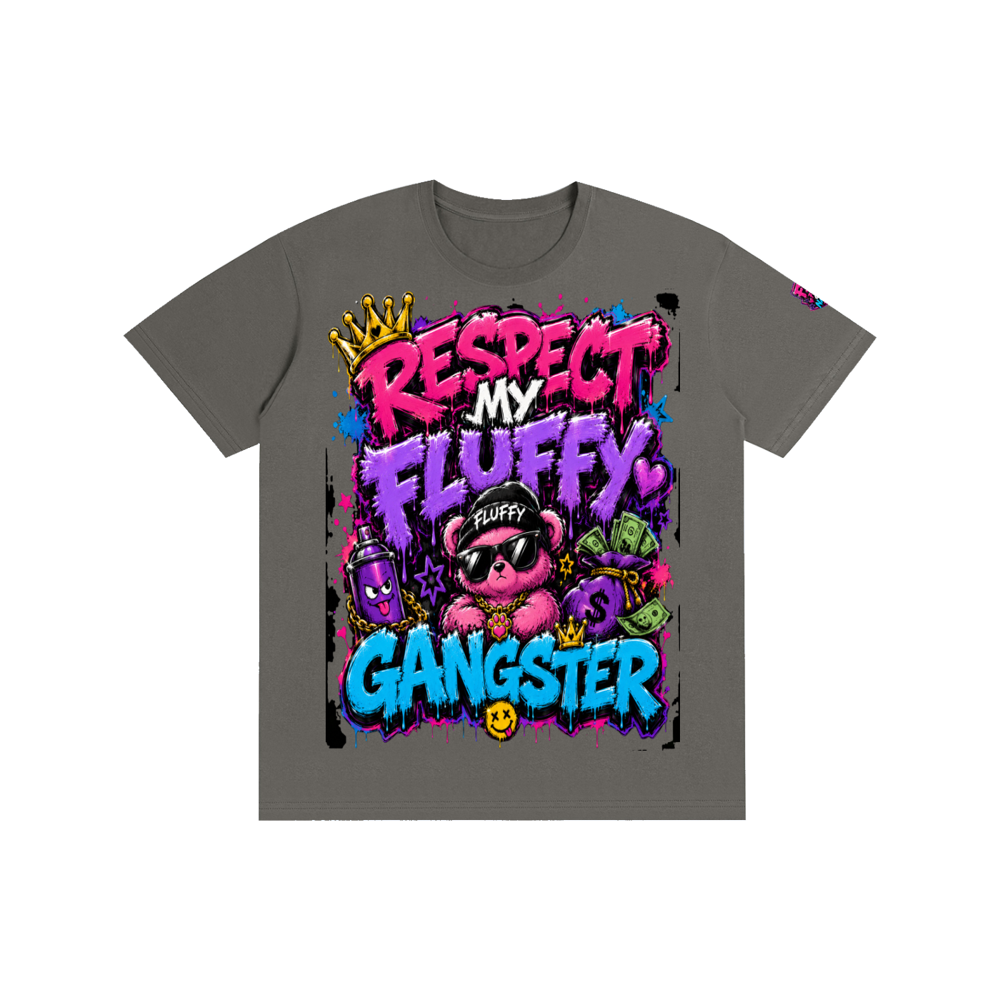 Pure Cotton Unisex T-Shirt w/ Custom Graphic Design _ Repect My Fluffy_Front & FGN Logo_Left Sleeve