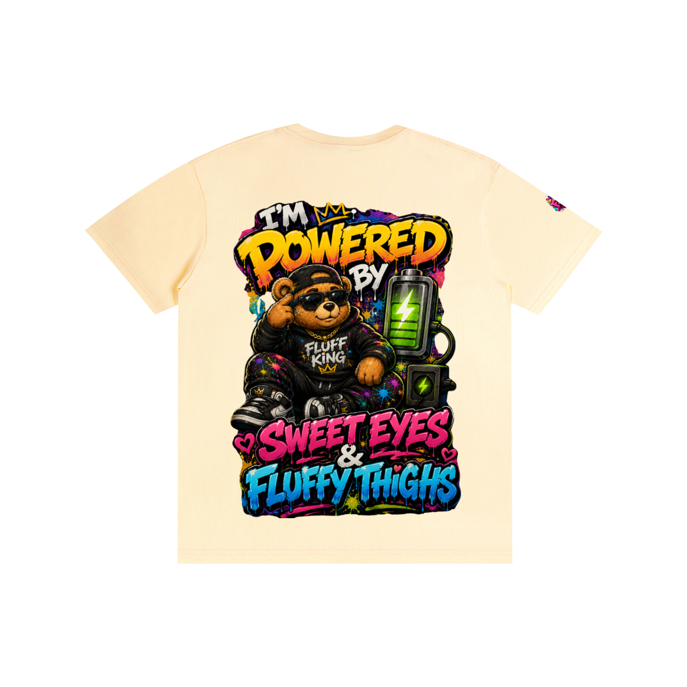 Pure Cotton Unisex T-Shirt w/ Custom Graphic Design_I'm Powered By_Back & FGN Logo_Right Sleeve