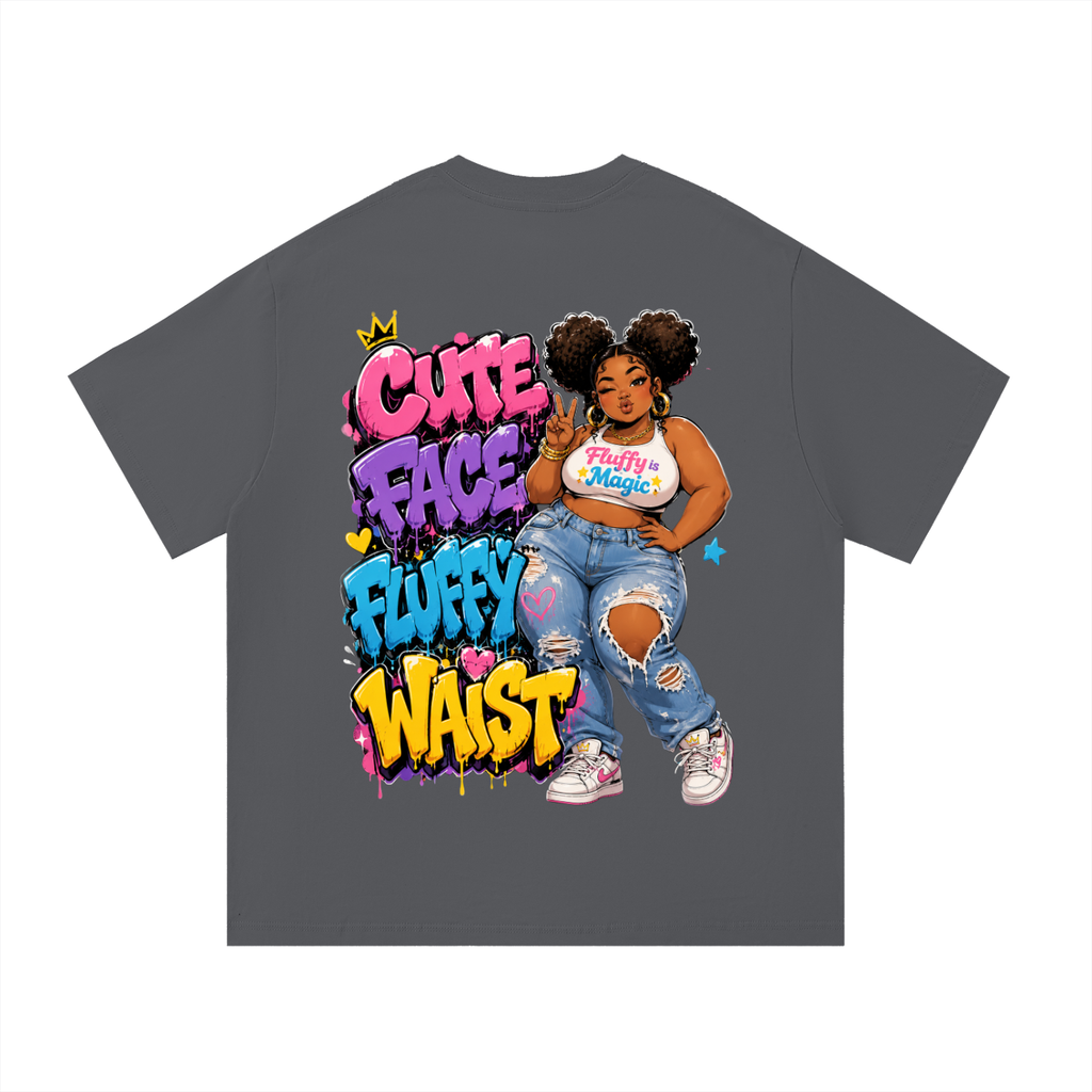 Essential Cotton T-Shirt Cute Face Fluffy Waist-Back