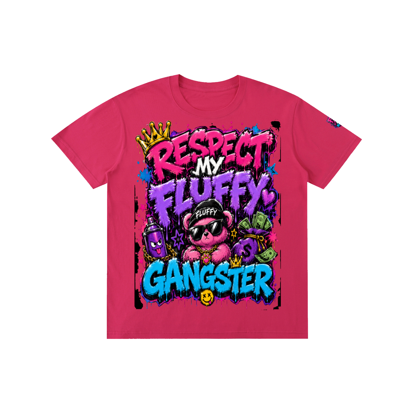 Pure Cotton Unisex T-Shirt w/ Custom Graphic Design _ Repect My Fluffy_Front & FGN Logo_Left Sleeve