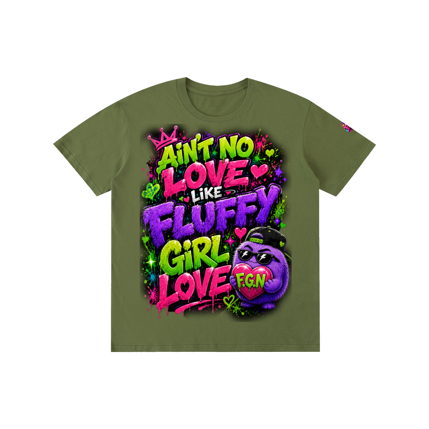 Pure Cotton Unisex T-Shirt w/ Custom Graphic Design_Ain't No Love_Front & FGN Logo_Left Sleeve