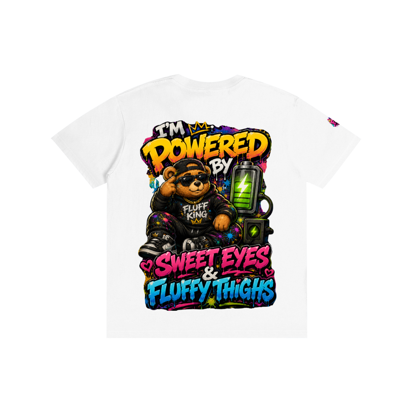 Pure Cotton Unisex T-Shirt w/ Custom Graphic Design_I'm Powered By_Back & FGN Logo_Right Sleeve