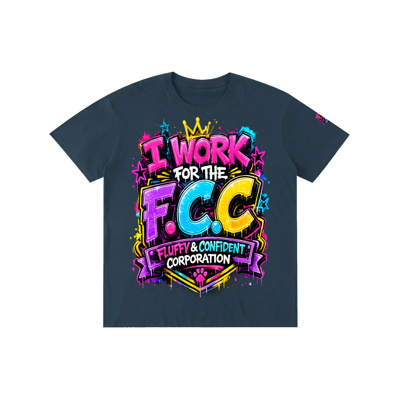 Pure Cotton Unisex T-Shirt w/ Custom Graphic Design Front-F.C.C & FGN Logo Left Sleeve