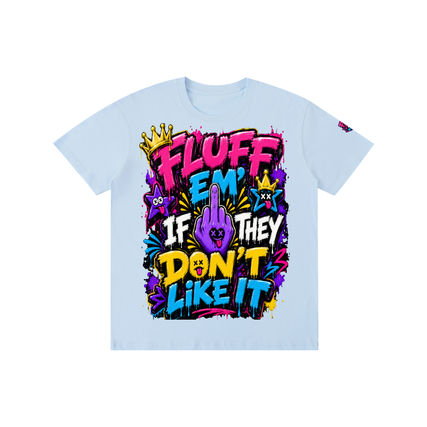 Pure Cotton Unisex T-Shirt w/ Custom Graphic Design _Fluff Em_Front & FGN Logo on Left Sleeve