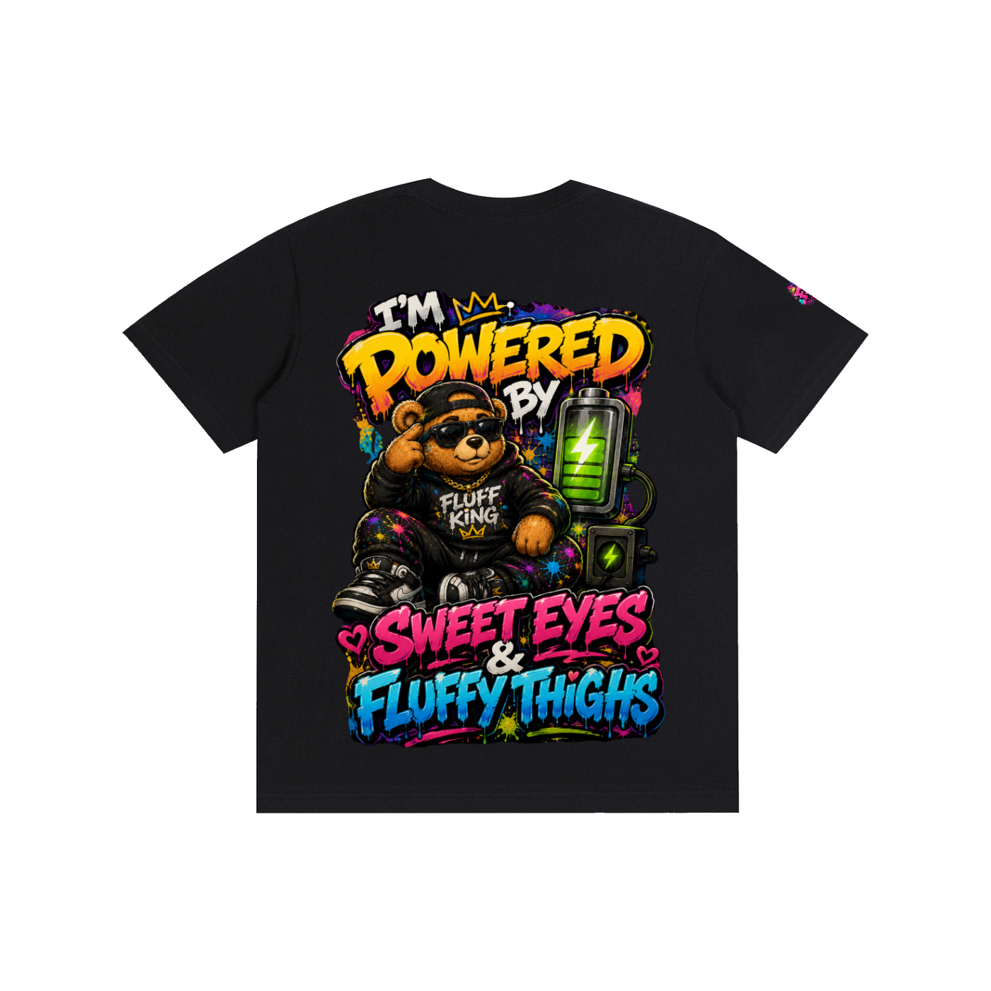Pure Cotton Unisex T-Shirt w/ Custom Graphic Design_I'm Powered By_Back & FGN Logo_Right Sleeve