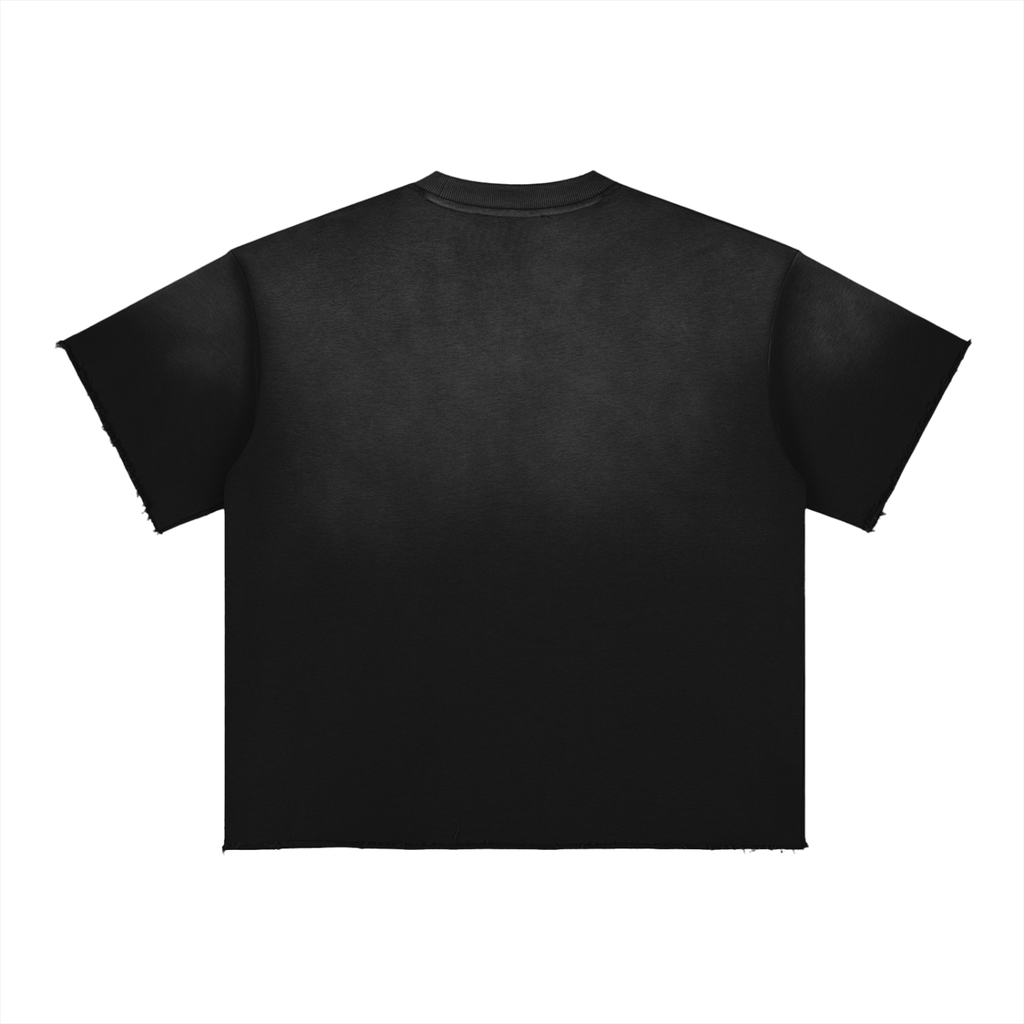 Sun Fade Raw Edge T-Shirt w/ Custom Graphic Design Zero Fluffs Given...Front