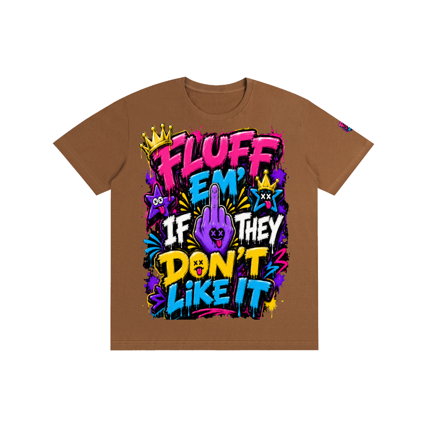 Pure Cotton Unisex T-Shirt w/ Custom Graphic Design _Fluff Em_Front & FGN Logo on Left Sleeve