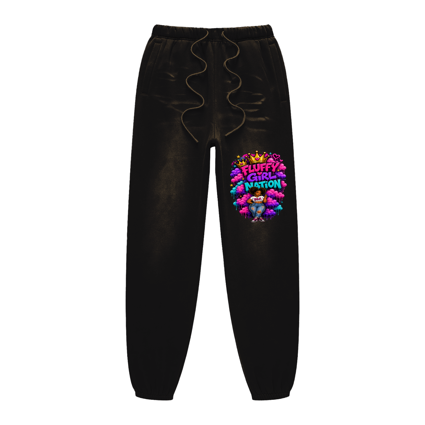 Sunfade Fleeced Sweatpants w/ Custom Graphic Design Front & FGN Logo Back