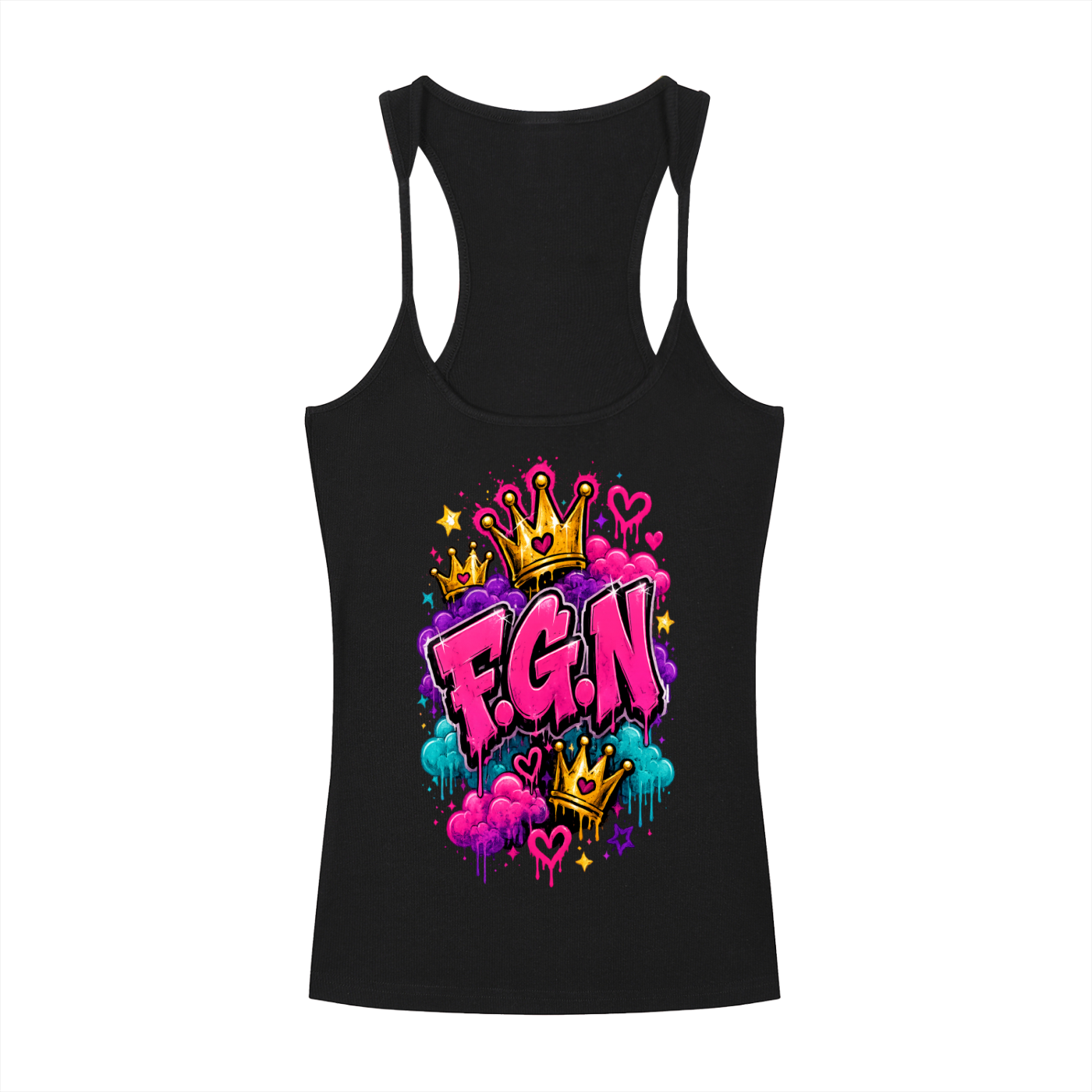 Slim Fit Ribbed Racerback Tank Top w/Custom FGN Logo on Front