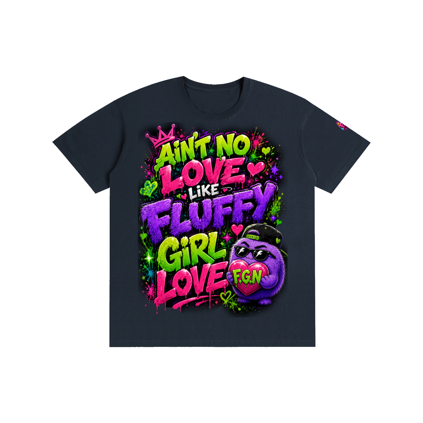 Pure Cotton Unisex T-Shirt w/ Custom Graphic Design_Ain't No Love_Front & FGN Logo_Left Sleeve