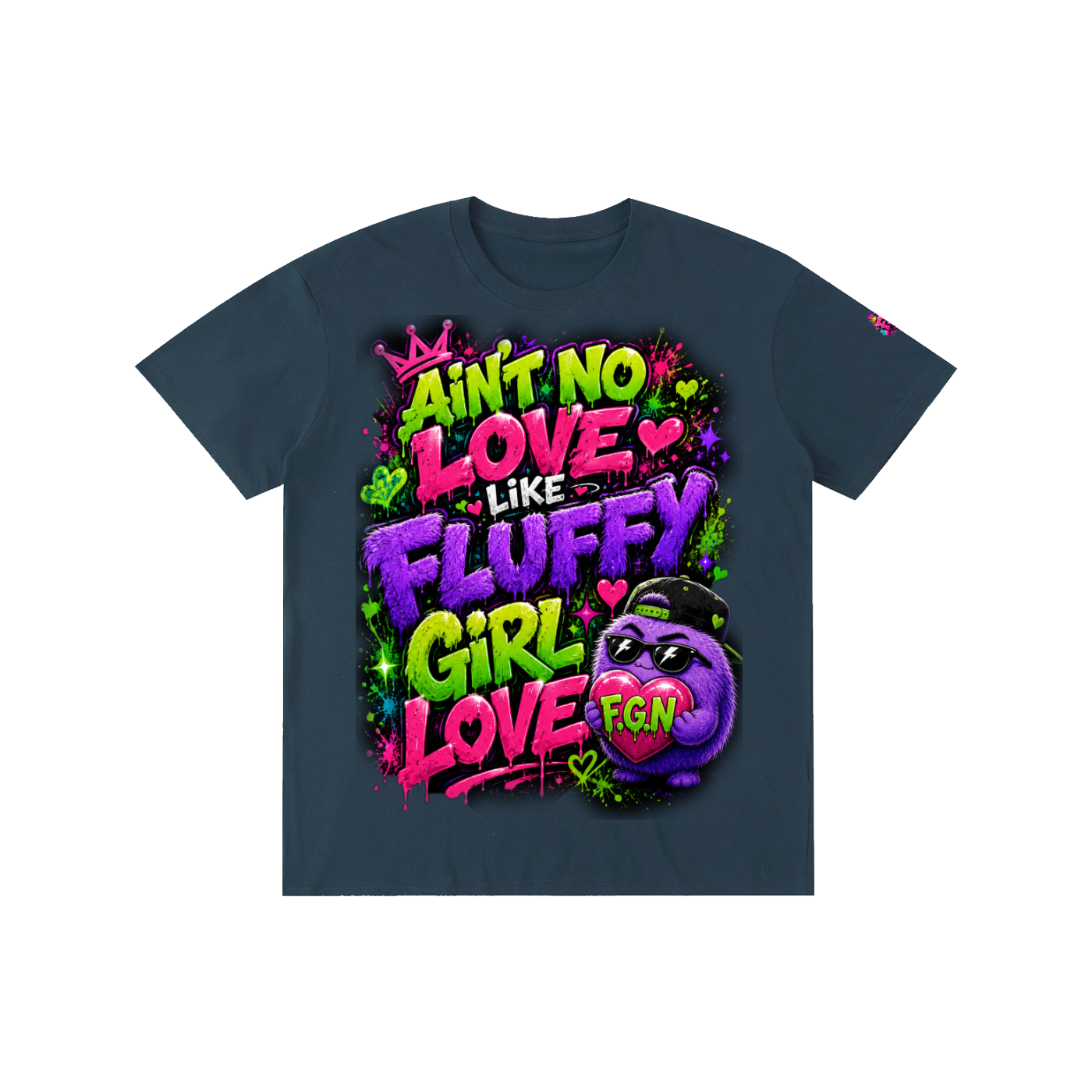 Pure Cotton Unisex T-Shirt w/ Custom Graphic Design_Ain't No Love_Front & FGN Logo_Left Sleeve