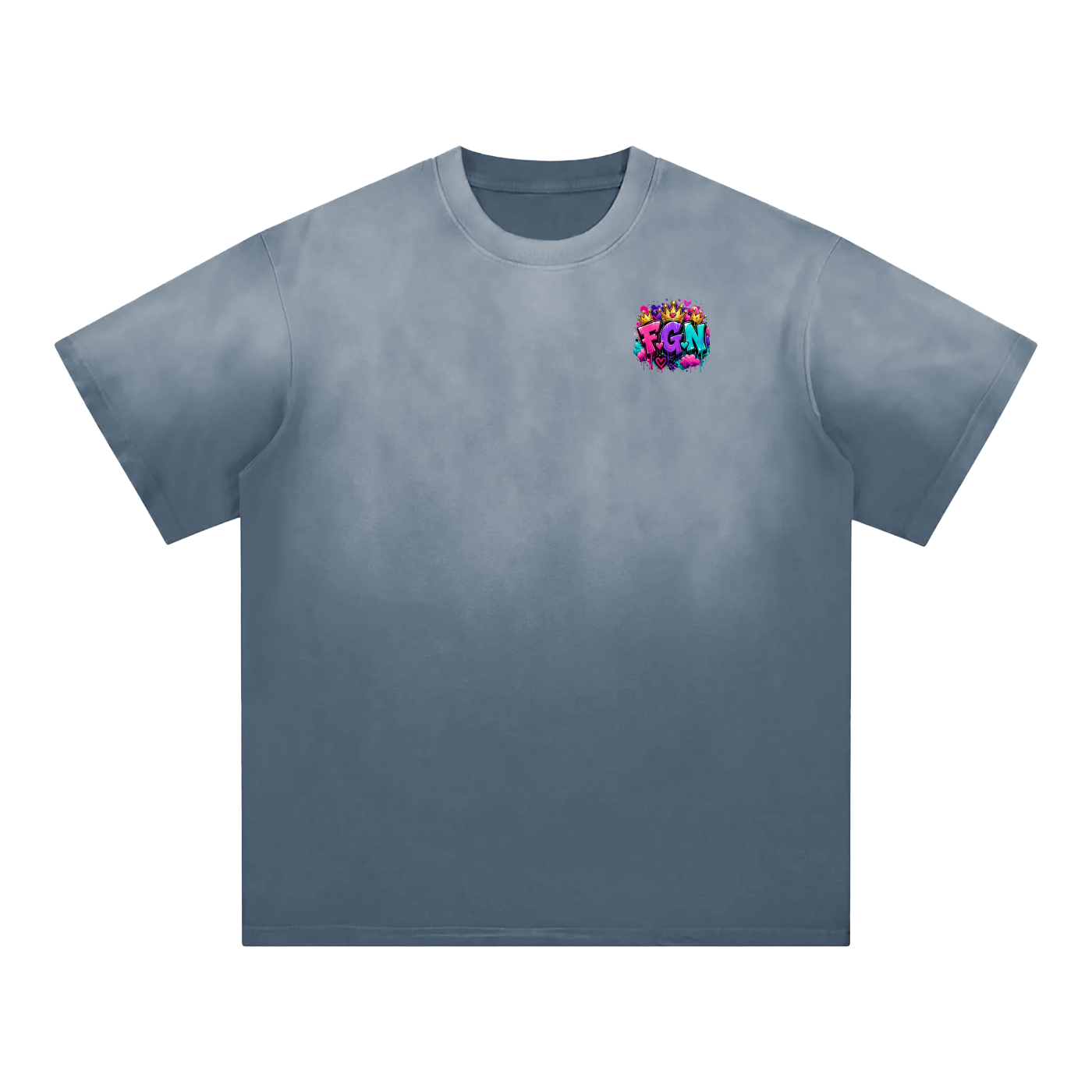 Sunfade Edge Gradient T-Shirt w/ Custom FGN Logo Front & Zero Fluffs Given Graphic Design Back