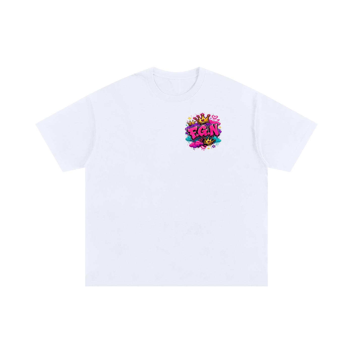 Unisex Oversized Cotton T-Shirt w/ Custom FGN Logo Front & Fluffy Girl Nation Logo Back