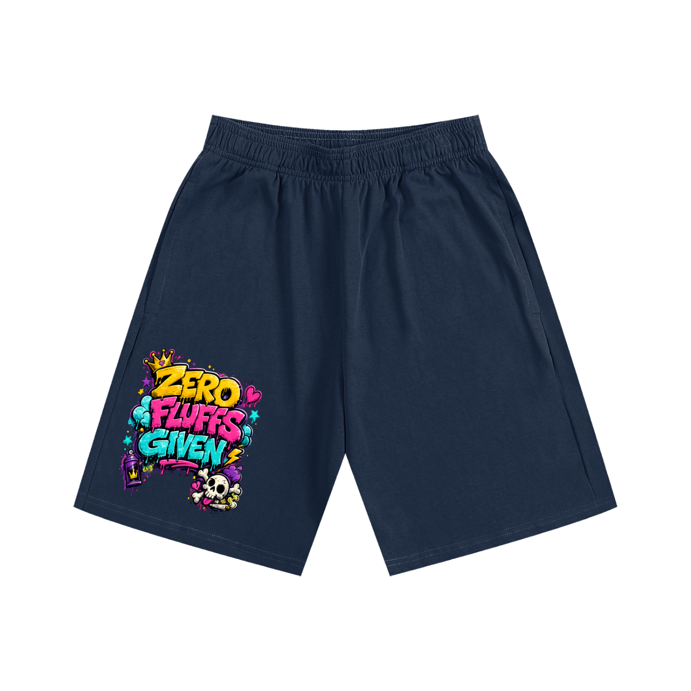 Essential Heavyweight Cotton Shorts w/ Custom Graphic Design-Front Zero Fluffs Given