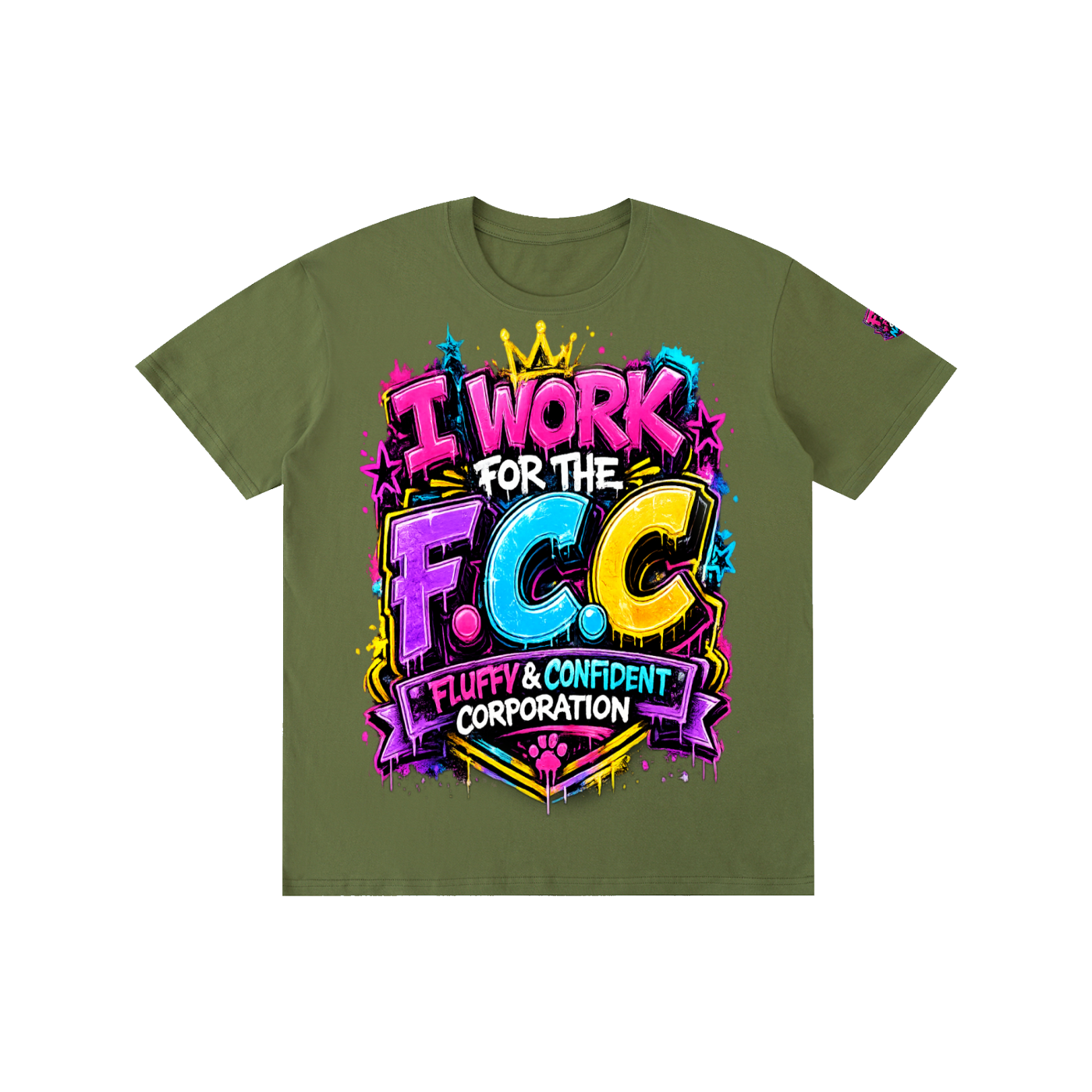 Pure Cotton Unisex T-Shirt w/ Custom Graphic Design Front-F.C.C & FGN Logo Left Sleeve
