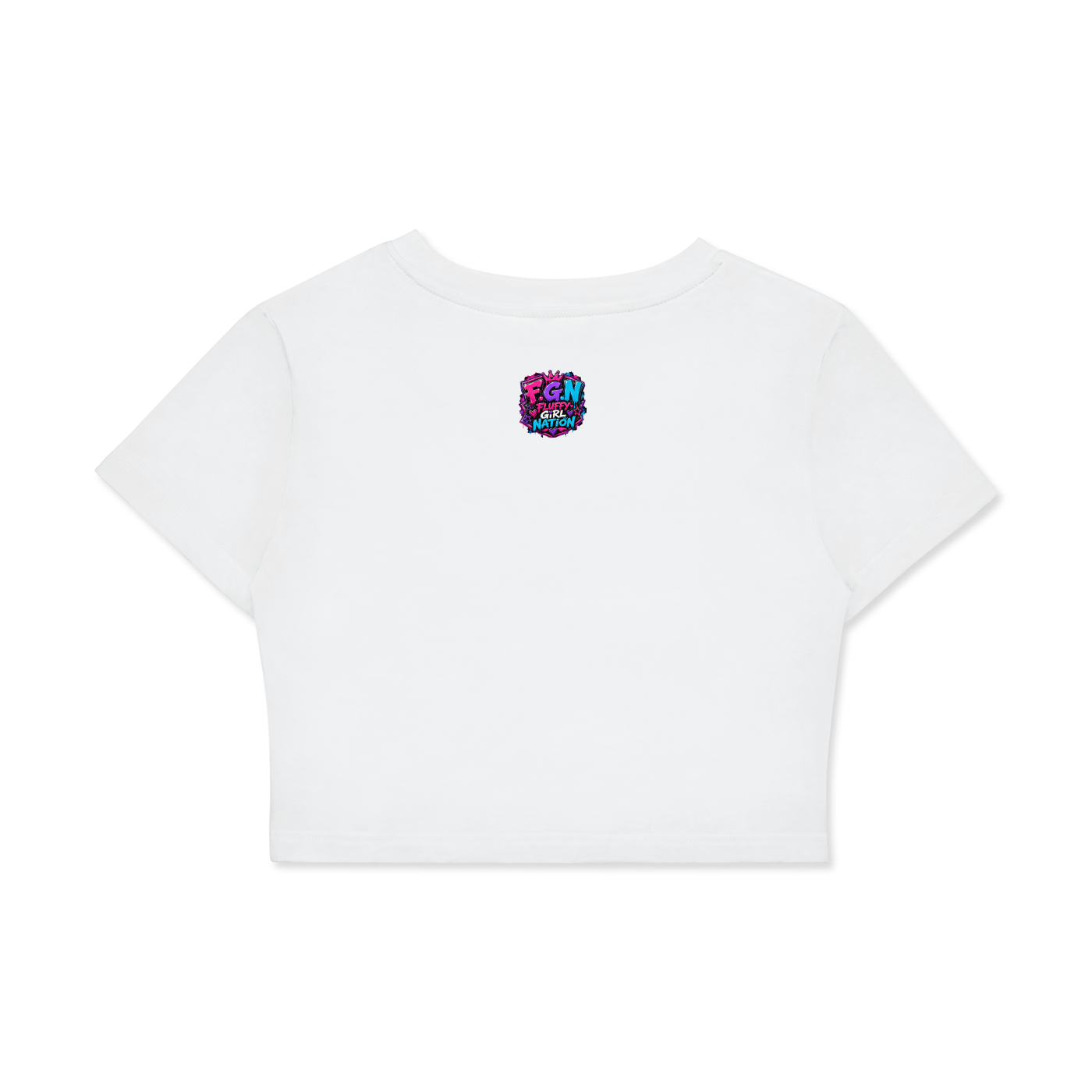 Fitted Crop Cotton T-Shirt w/ Custom FGN Logo Badge Graphic Design Front & Back