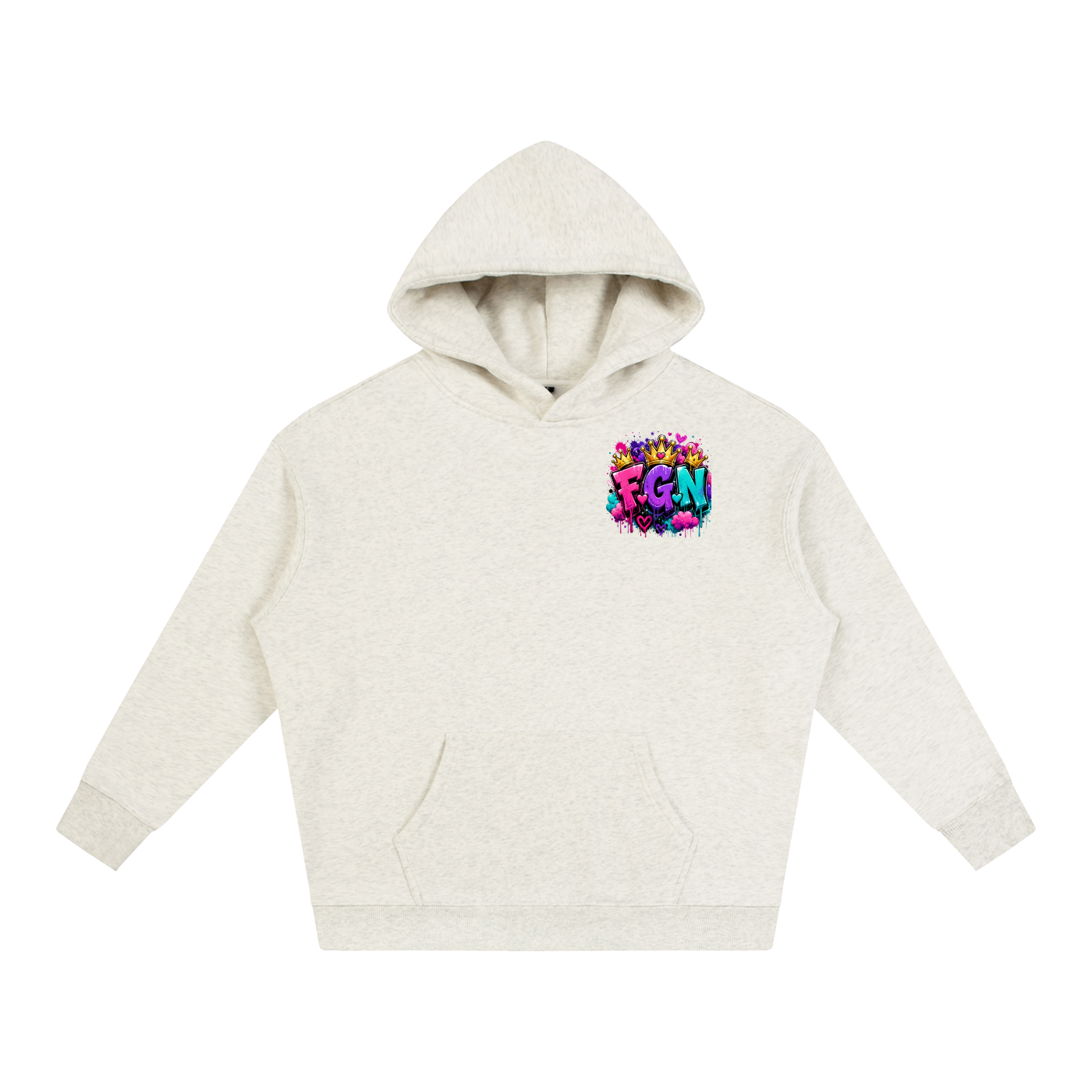 Oversize Fleeced Hoodie w/ Custom FGN Logo Front & FGN Graphic Design Back