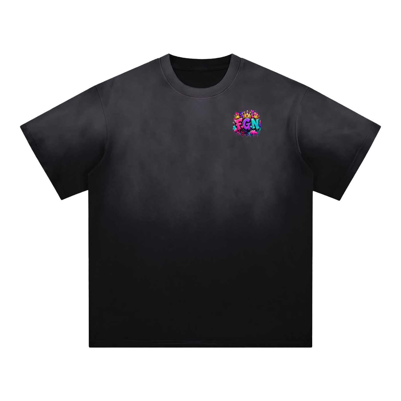 Sunfade Edge Gradient T-Shirt w/ Custom FGN Logo Front & Zero Fluffs Given Graphic Design Back