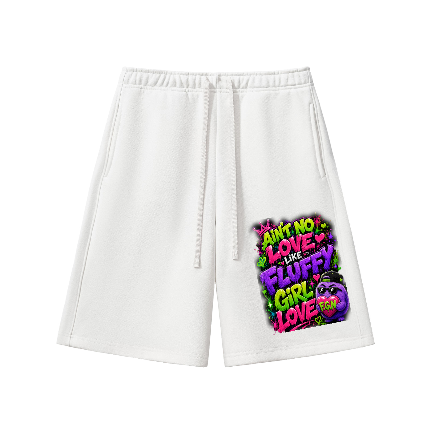 Essential Heavyweight Fleece Shorts w/ Custom Graphic Design_Ain't No Love Like_Front