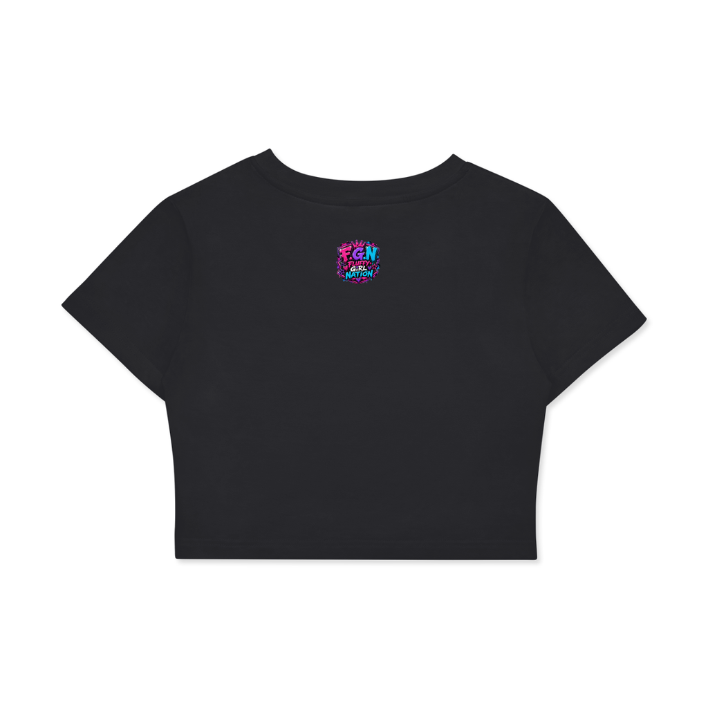 Fitted Crop Cotton T-Shirt w/ Custom FGN Logo Badge Graphic Design Front & Back