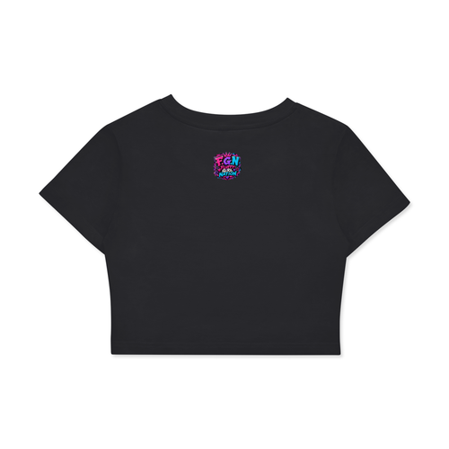 Fitted Crop Cotton T-Shirt w/ Custom FGN Logo Badge Graphic Design Front & Back