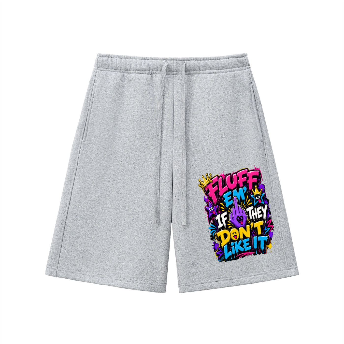 Essential Heavyweight Fleece Shorts w/ Custom Graphic Design-Fluff Em'-Front