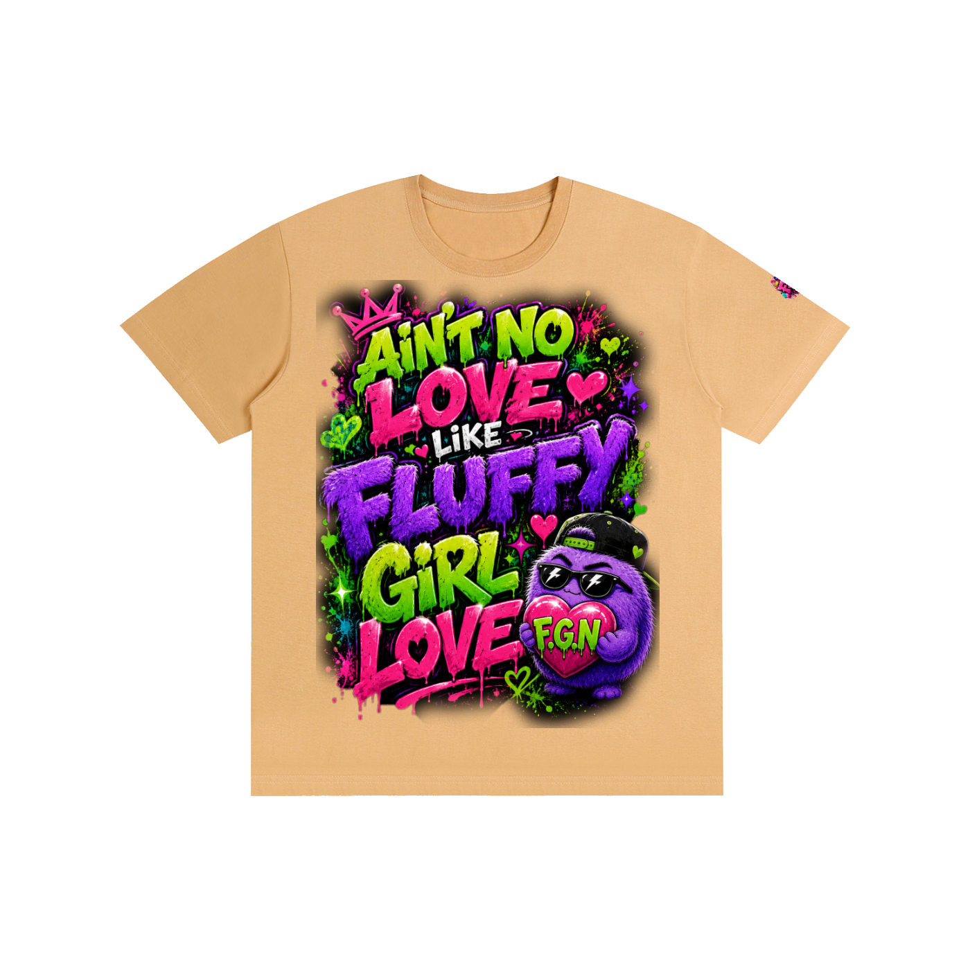 Pure Cotton Unisex T-Shirt w/ Custom Graphic Design_Ain't No Love_Front & FGN Logo_Left Sleeve