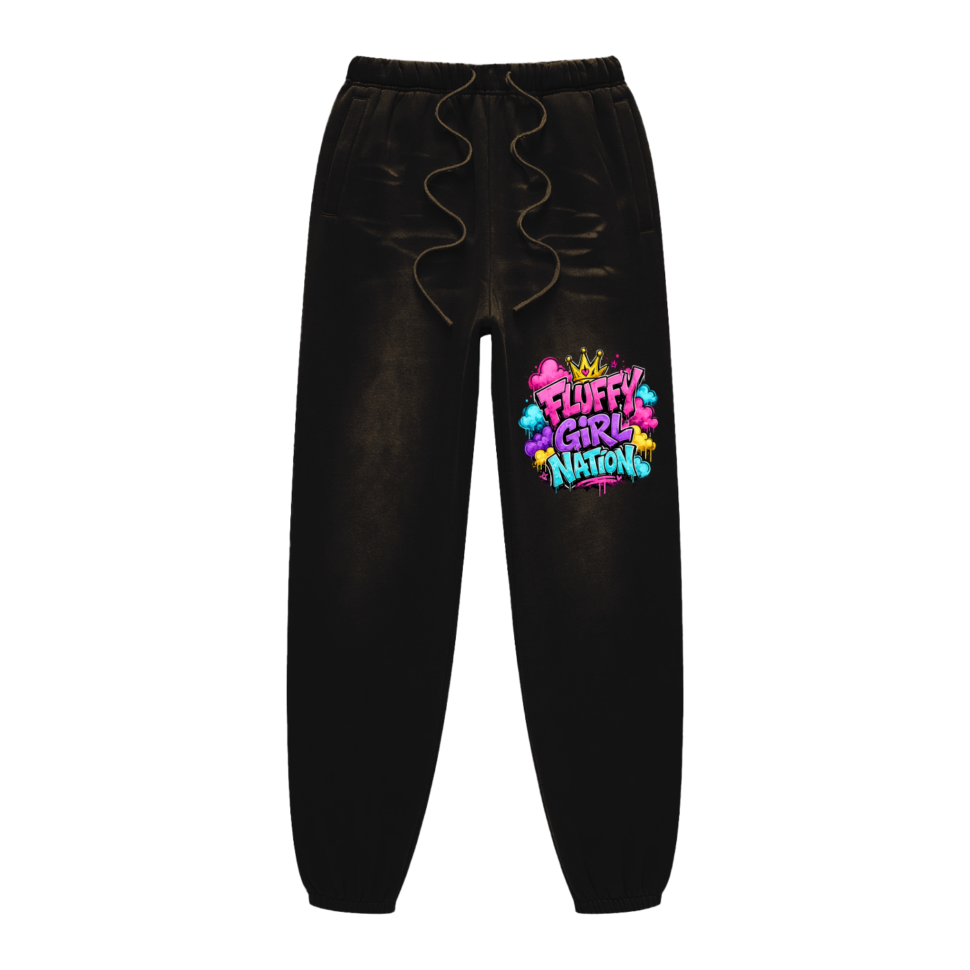 Sunfade Fleeced Sweatpants w/ Custom Fluffy Girl Nation Logo