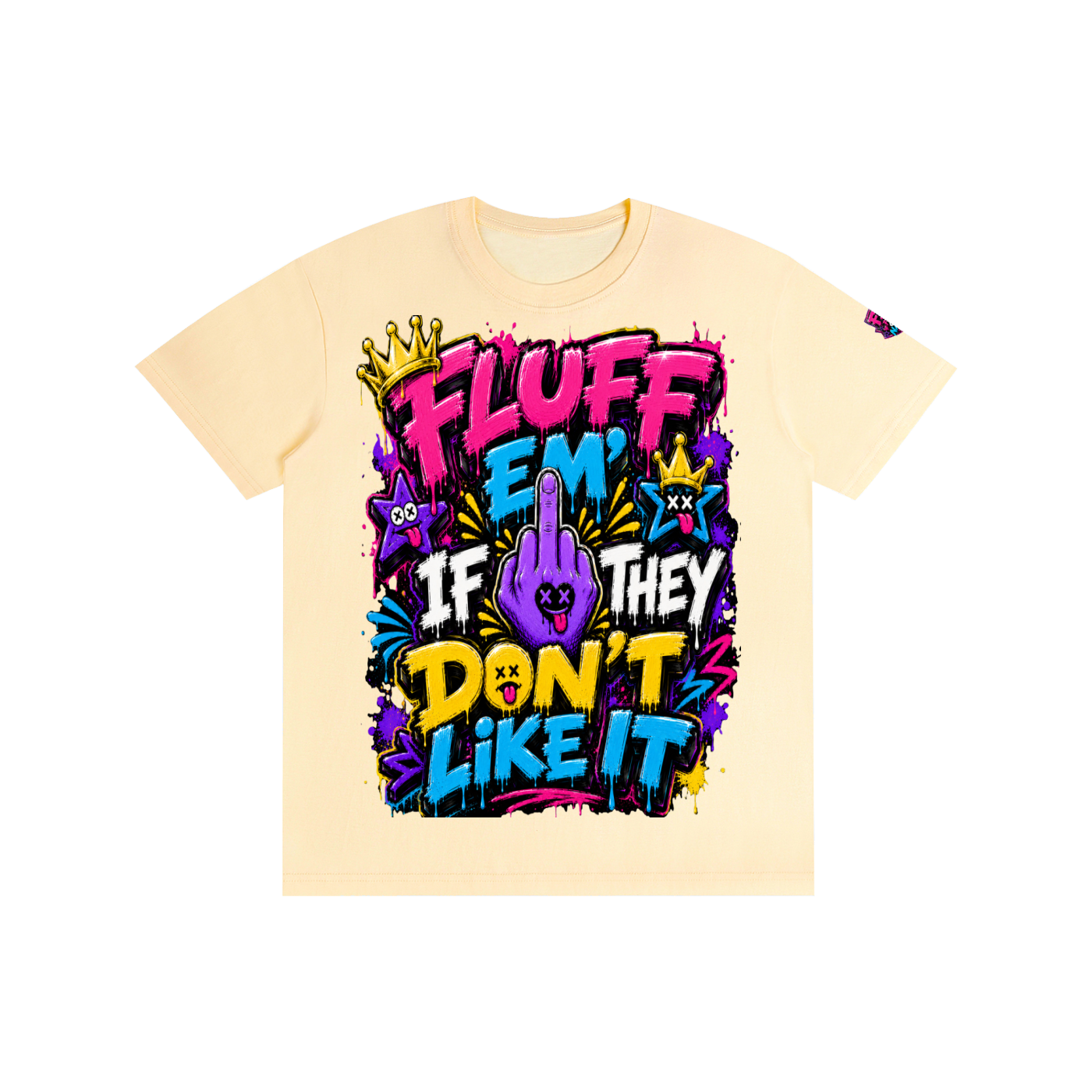 Pure Cotton Unisex T-Shirt w/ Custom Graphic Design _Fluff Em_Front & FGN Logo on Left Sleeve
