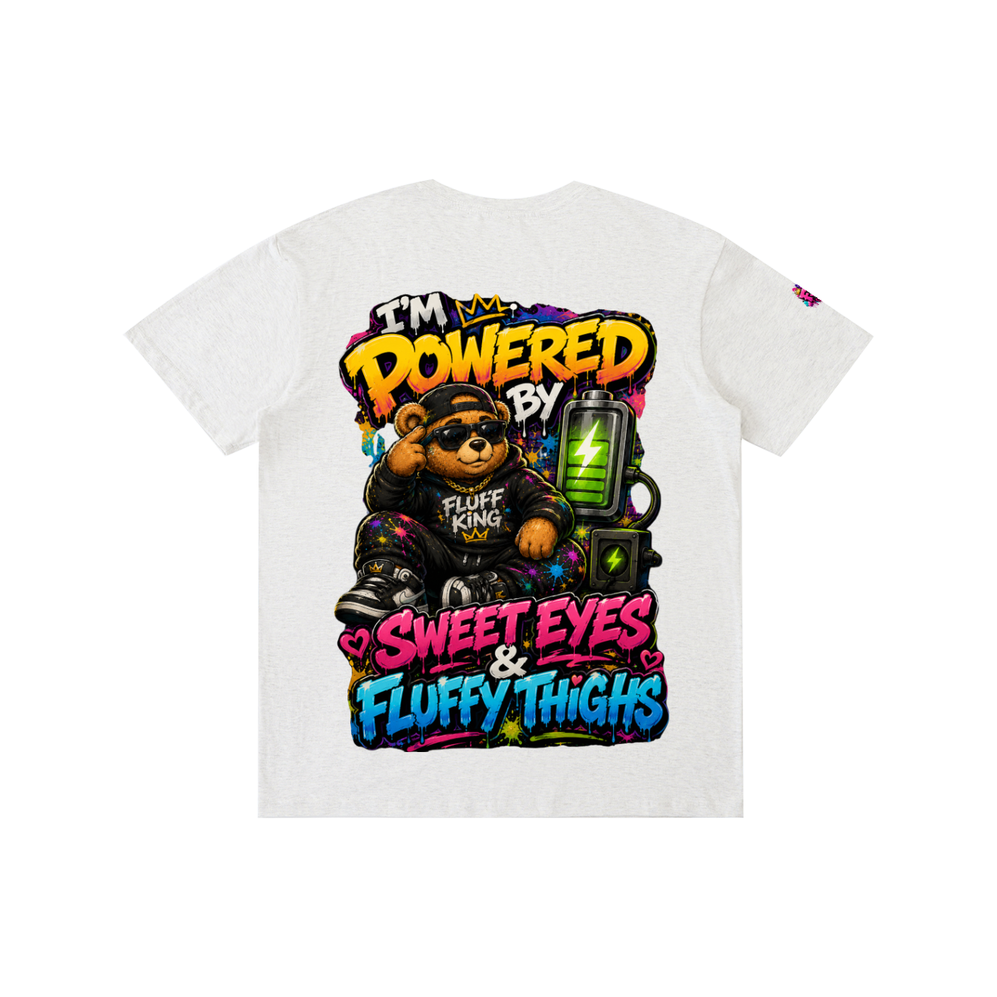 Pure Cotton Unisex T-Shirt w/ Custom Graphic Design_I'm Powered By_Back & FGN Logo_Right Sleeve