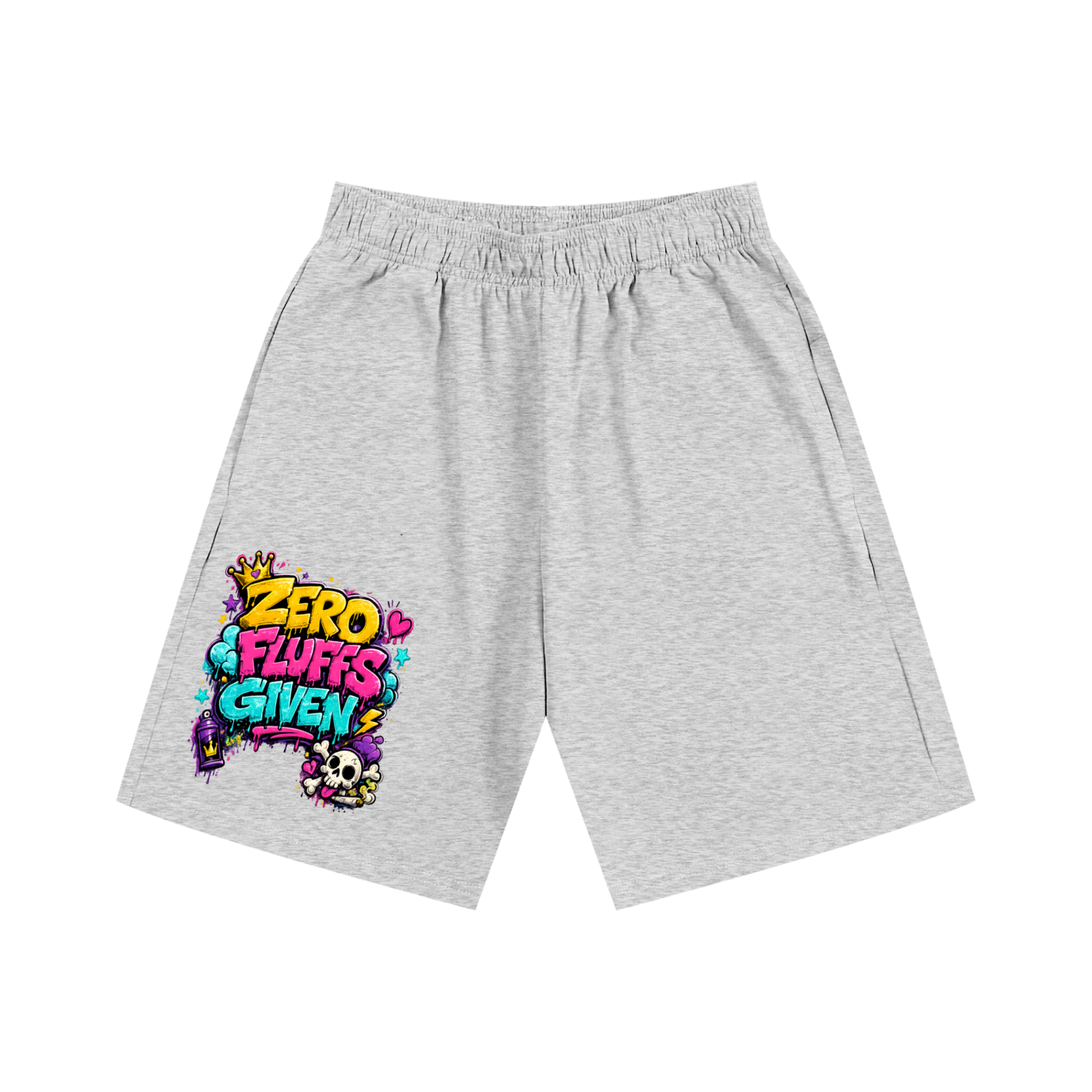 Essential Heavyweight Cotton Shorts w/ Custom Graphic Design-Front Zero Fluffs Given
