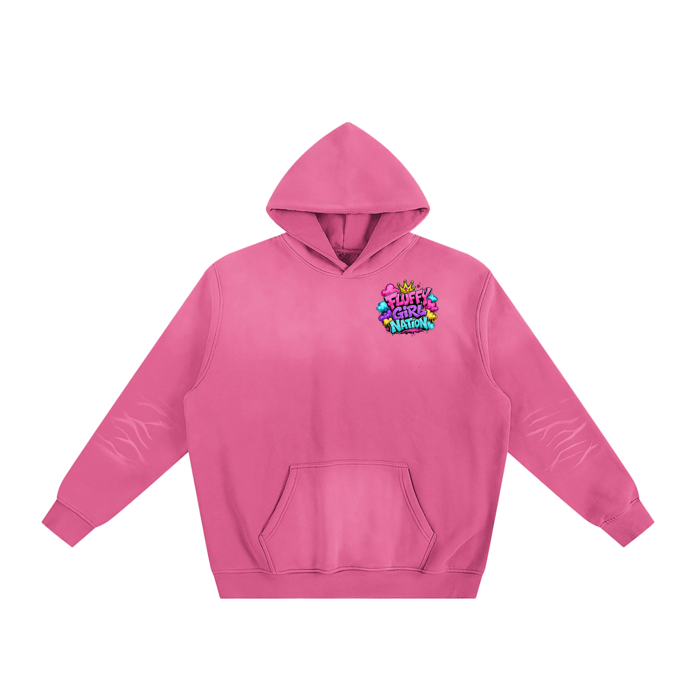 Sunfade Fleeced Hoodie w/ Custom FGN Logo Graphic Design Front & FGN Logo w/Girl Back