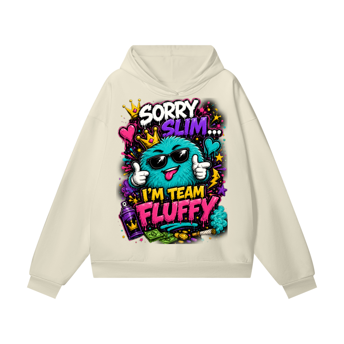 Heavyweight Hidden Pocket Fleece Hoodie w/ Custom Graphic Design_Sorry Slim_Front & FGN Logo_Back