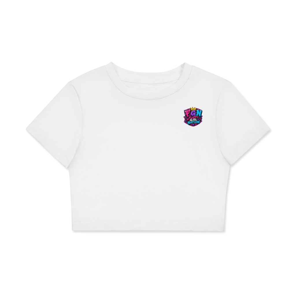 Fitted Crop Cotton T-Shirt w/ Custom Graphic Design_Respect My Fluffy_Back & FGN Logo_Front