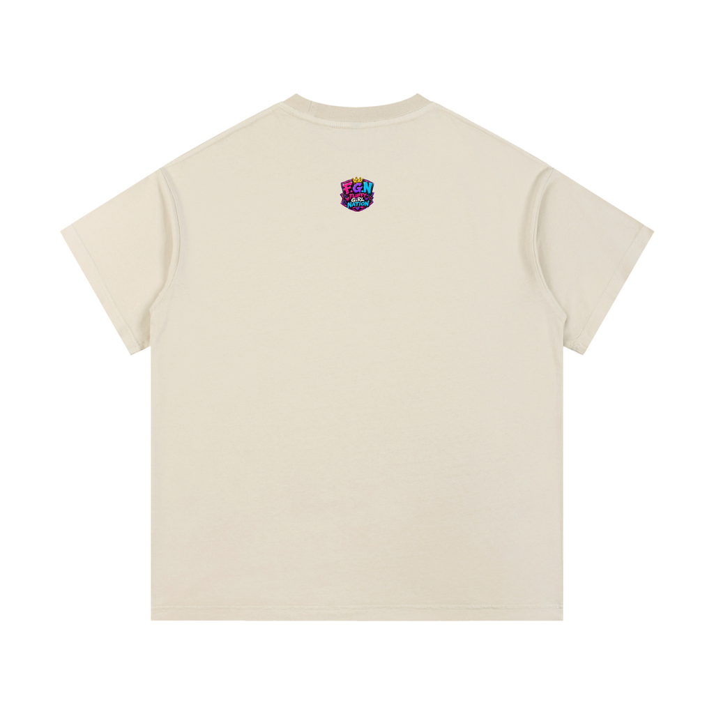 Vintage Wash Cotton T-Shirt w/ Custom Graphic Design_Heavy on the Curves_Front & FGN Logo_Back