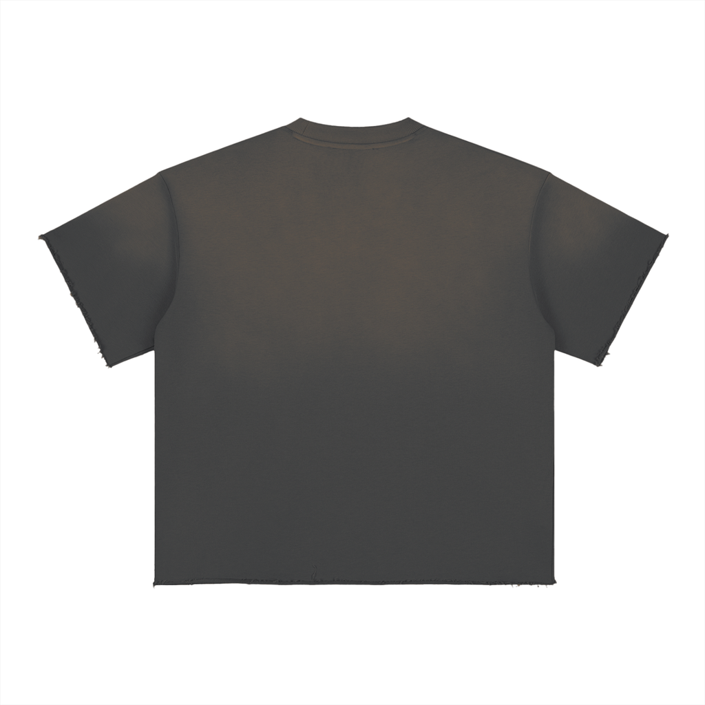 Sun Fade Raw Edge T-Shirt w/ Custom Graphic Design Zero Fluffs Given...Front