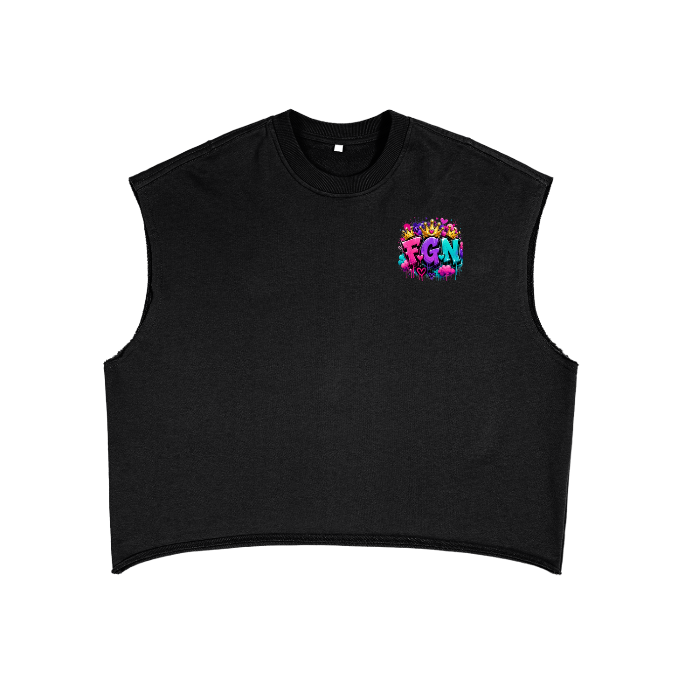 French Terry Boxy Tank Top w/ Custom FGN Logo Front & Just Because I'm Fluffy...Graphic Design Back