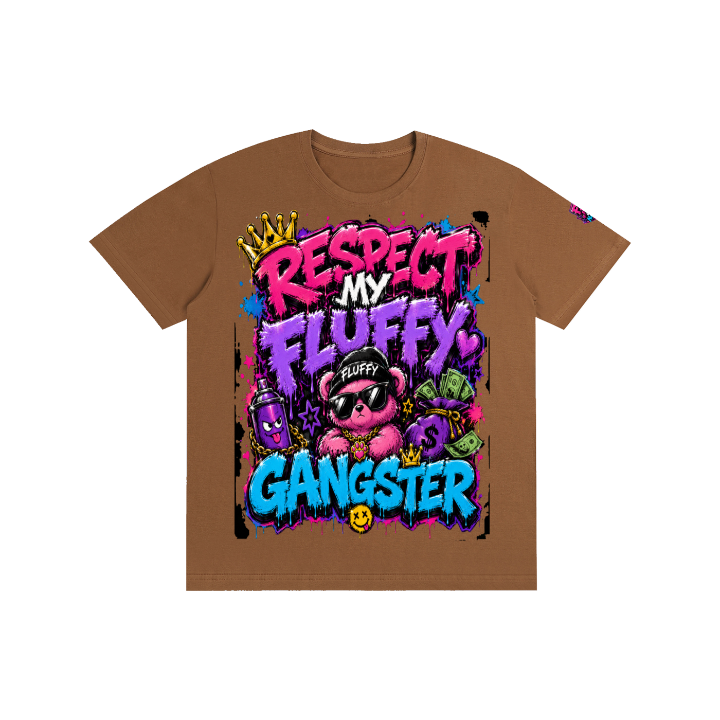 Pure Cotton Unisex T-Shirt w/ Custom Graphic Design _ Repect My Fluffy_Front & FGN Logo_Left Sleeve